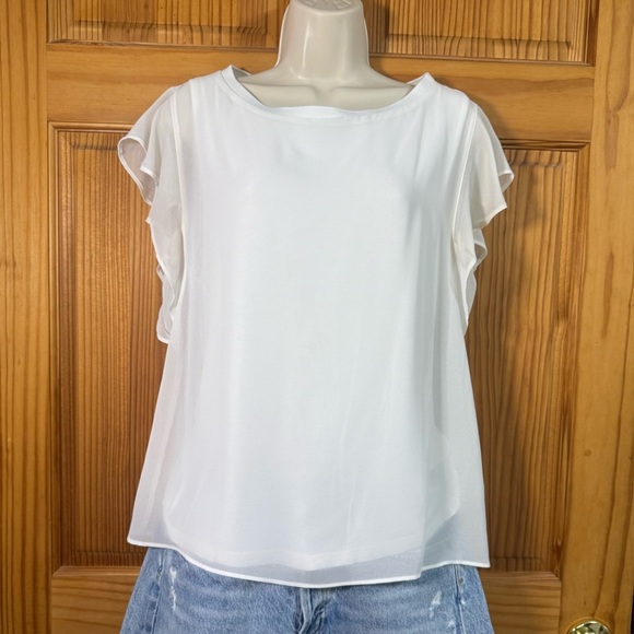 ZARA Woman beautiful Coquette Romantic White Flutter Sleeve Blouse Ruffle Sleeve - Picture 2 of 6